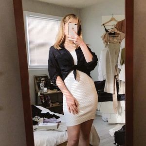 Square-Neck Bodycon Dress in Polka Dot